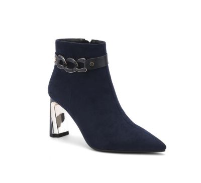 Ninety Union Women's Runway Metal Heel Bootie, Navy Blue, 12M