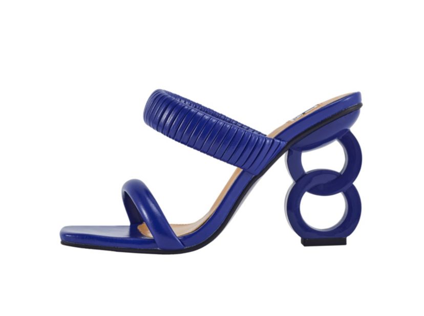 Raddle, Metallic Heel Pleaded Two Band Slide