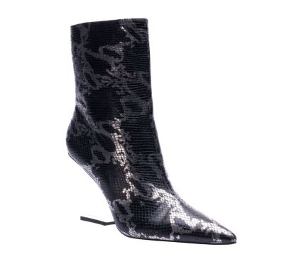 Ninety Union Women's Princess Metallic Printed Short Bootie With A Cool Metal Heel