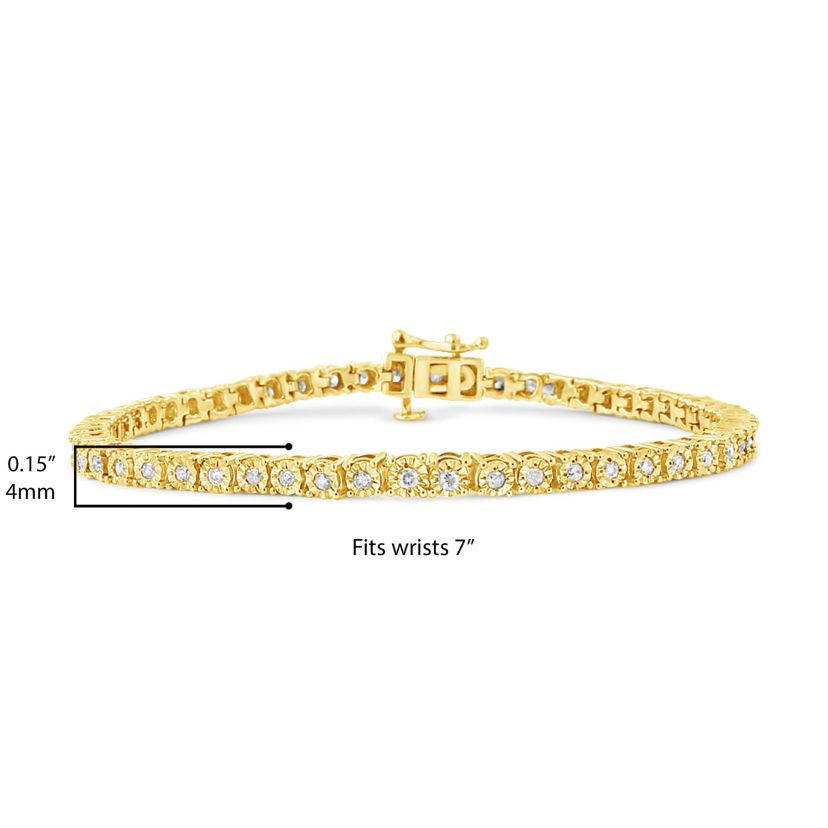 .925 Sterling Silver 1.0 Cttw Diamond Tennis Bracelet - 6" Inches