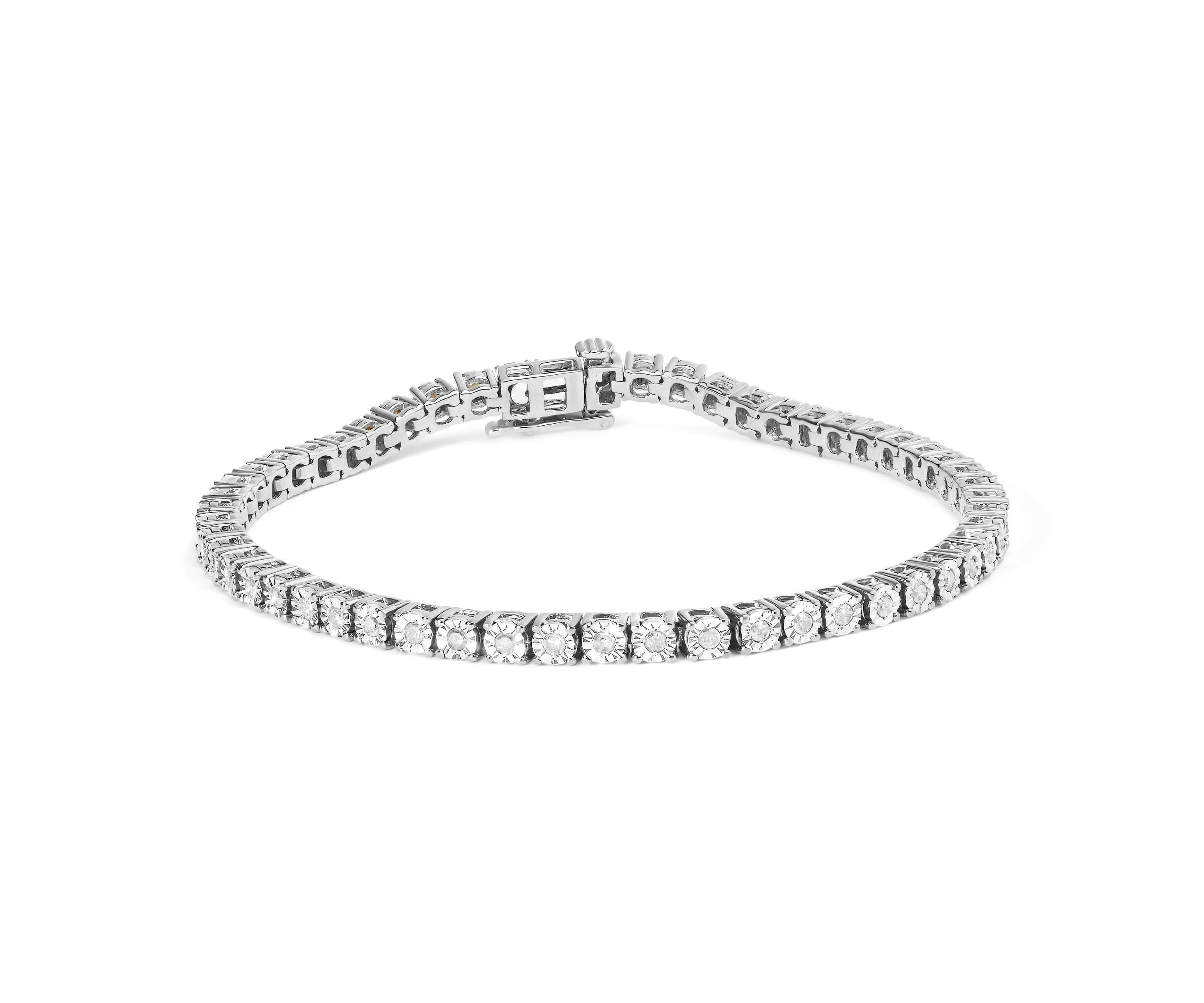 .925 Sterling Silver 1.0 Cttw Diamond Tennis Bracelet - 10" Inches