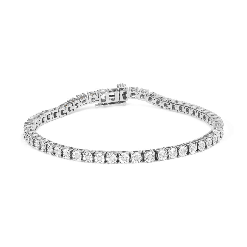 .925 Sterling Silver 1.0 Cttw Diamond Tennis Bracelet - 10" Inches