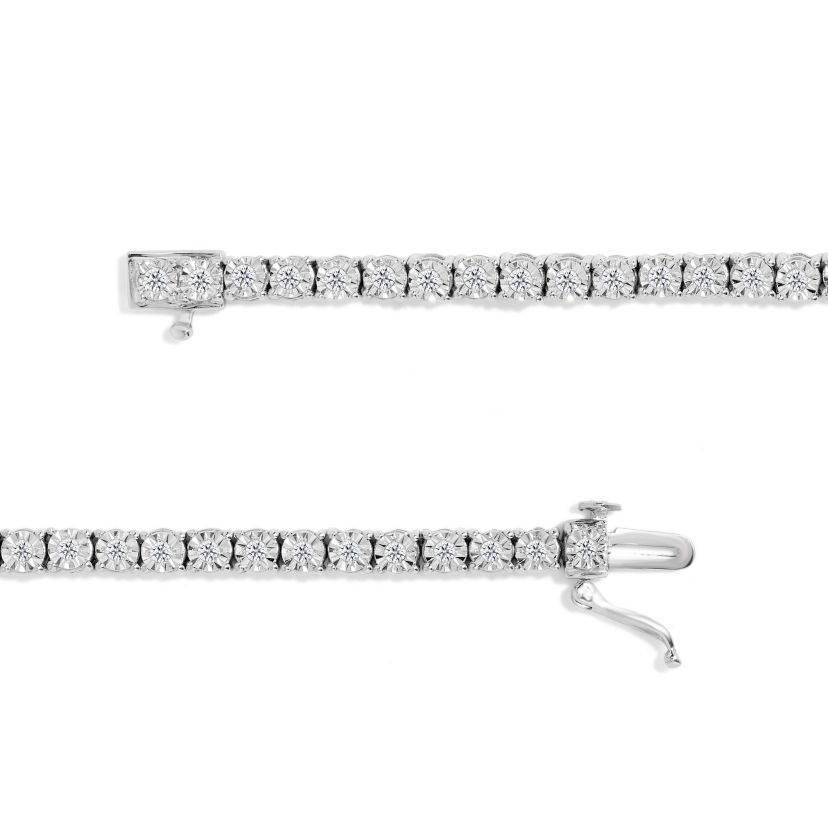 .925 Sterling Silver 1.0 Cttw Diamond Tennis Bracelet - 10" Inches