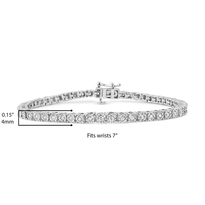 .925 Sterling Silver 1.0 Cttw Diamond Tennis Bracelet - 10" Inches