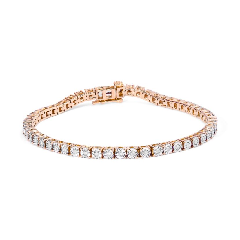 .925 Sterling Silver 1.0 Cttw Diamond Tennis Bracelet - 5" Inches