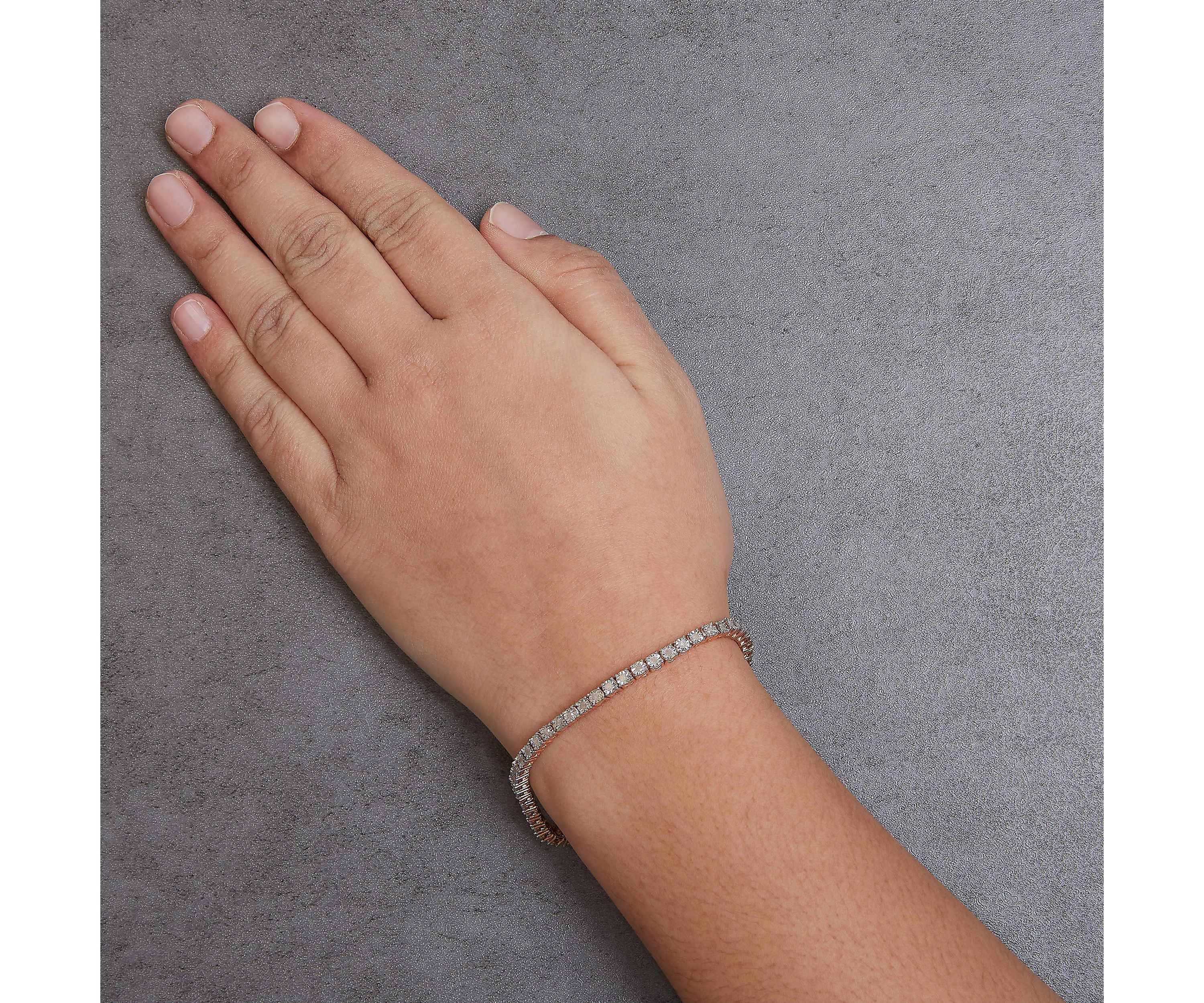 .925 Sterling Silver 1.0 Cttw Diamond Tennis Bracelet - 5" Inches