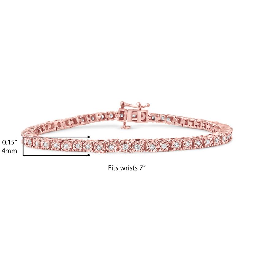 .925 Sterling Silver 1.0 Cttw Diamond Tennis Bracelet - 5" Inches