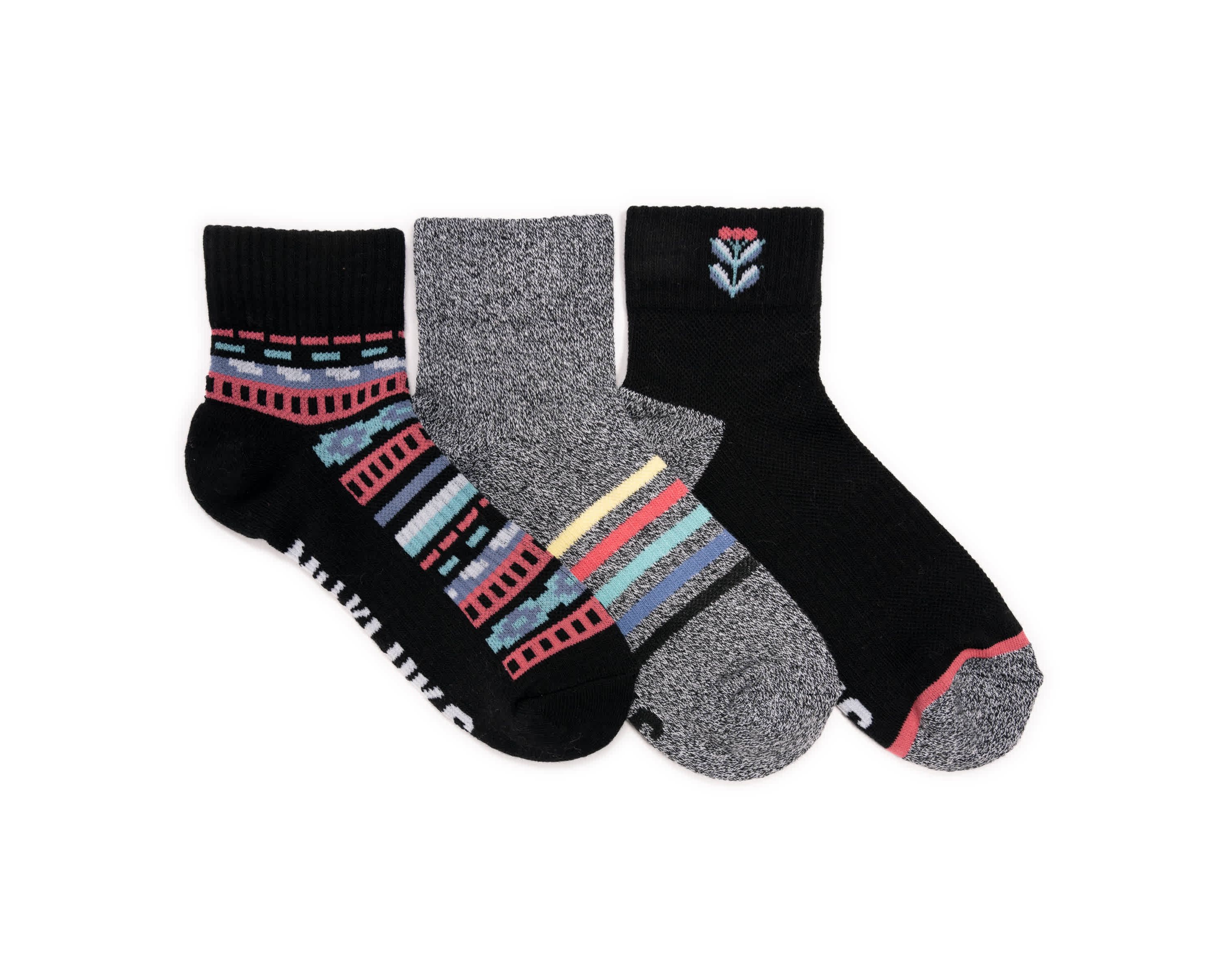 3 Pair Pack Quarter Crew Cotton Compression Sock