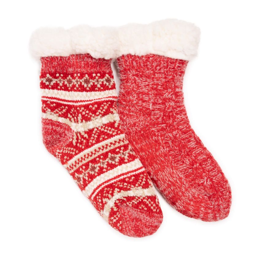 Chenille Eyelash Mix Cabin Socks (2 Pair Pack)
