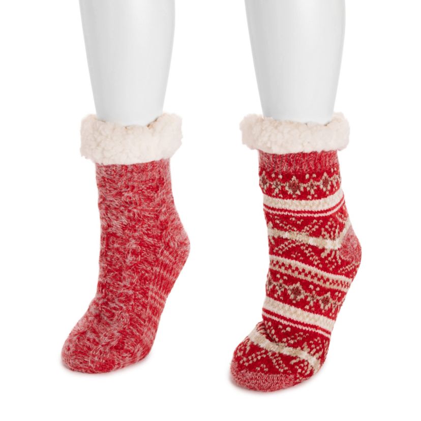 Chenille Eyelash Mix Cabin Socks (2 Pair Pack)