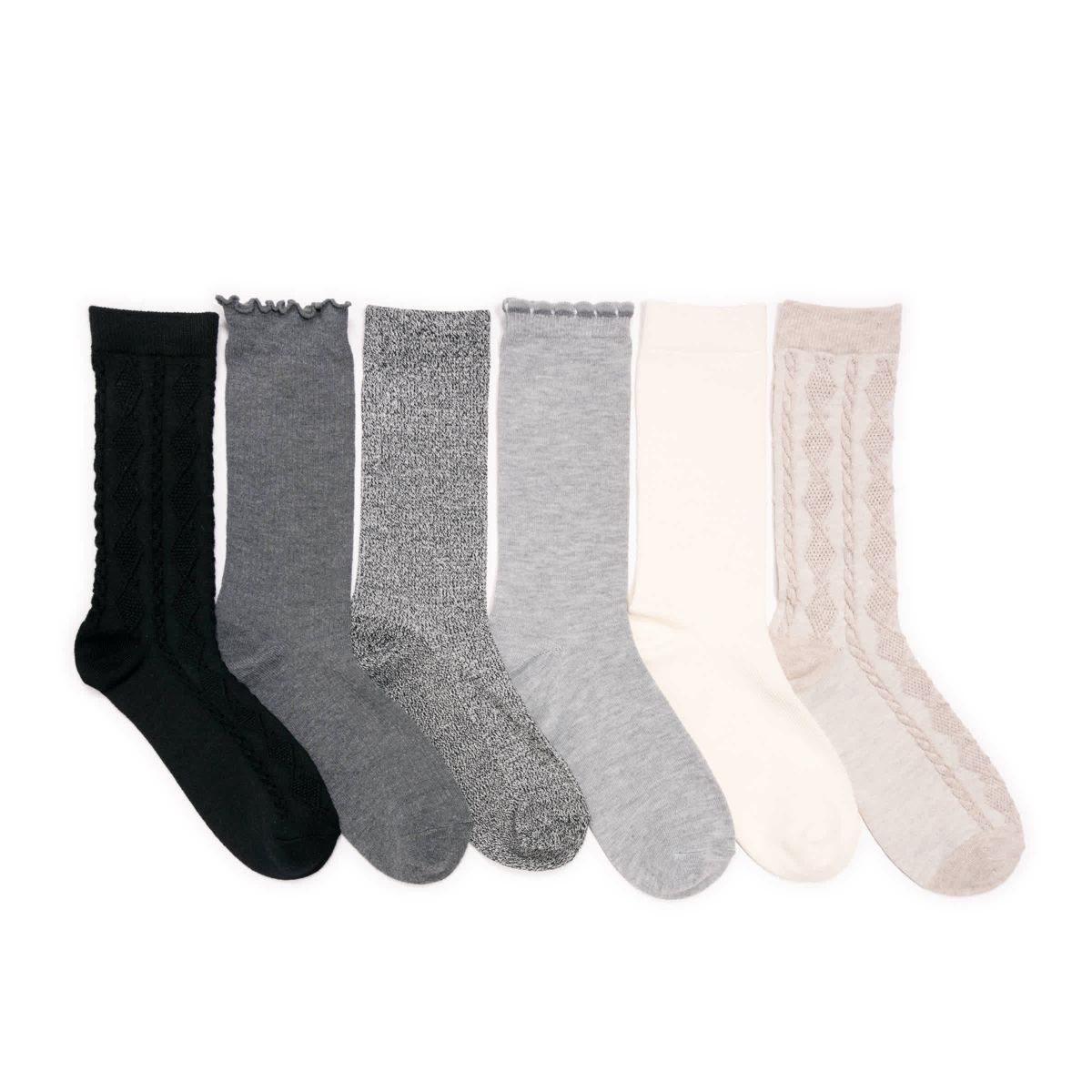 6 Pack Whisper Soft Crew Socks 8 Inch