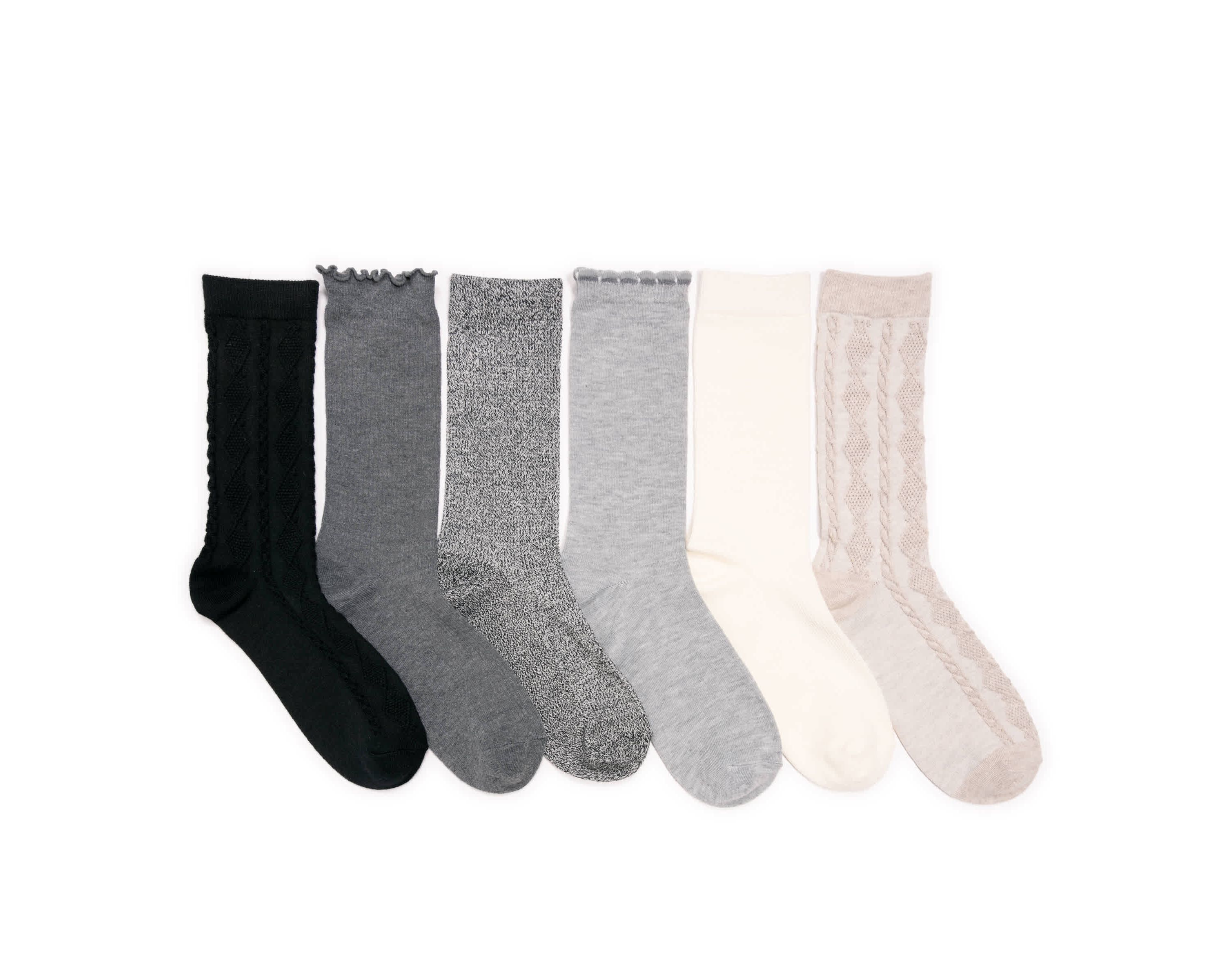 6 Pack Whisper Soft Crew Socks 8 Inch