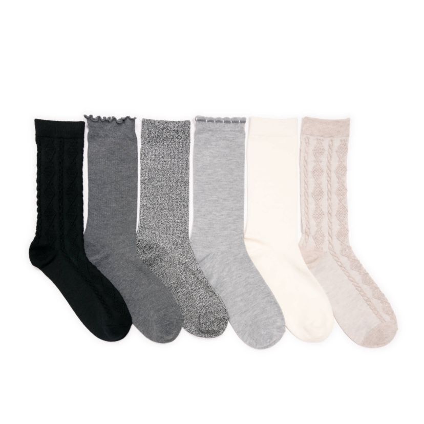 6 Pack Whisper Soft Crew Socks 8 Inch