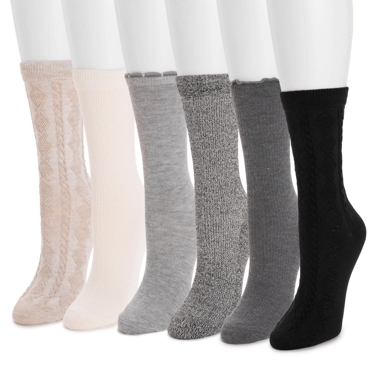 6 Pack Whisper Soft Crew Socks 8 Inch