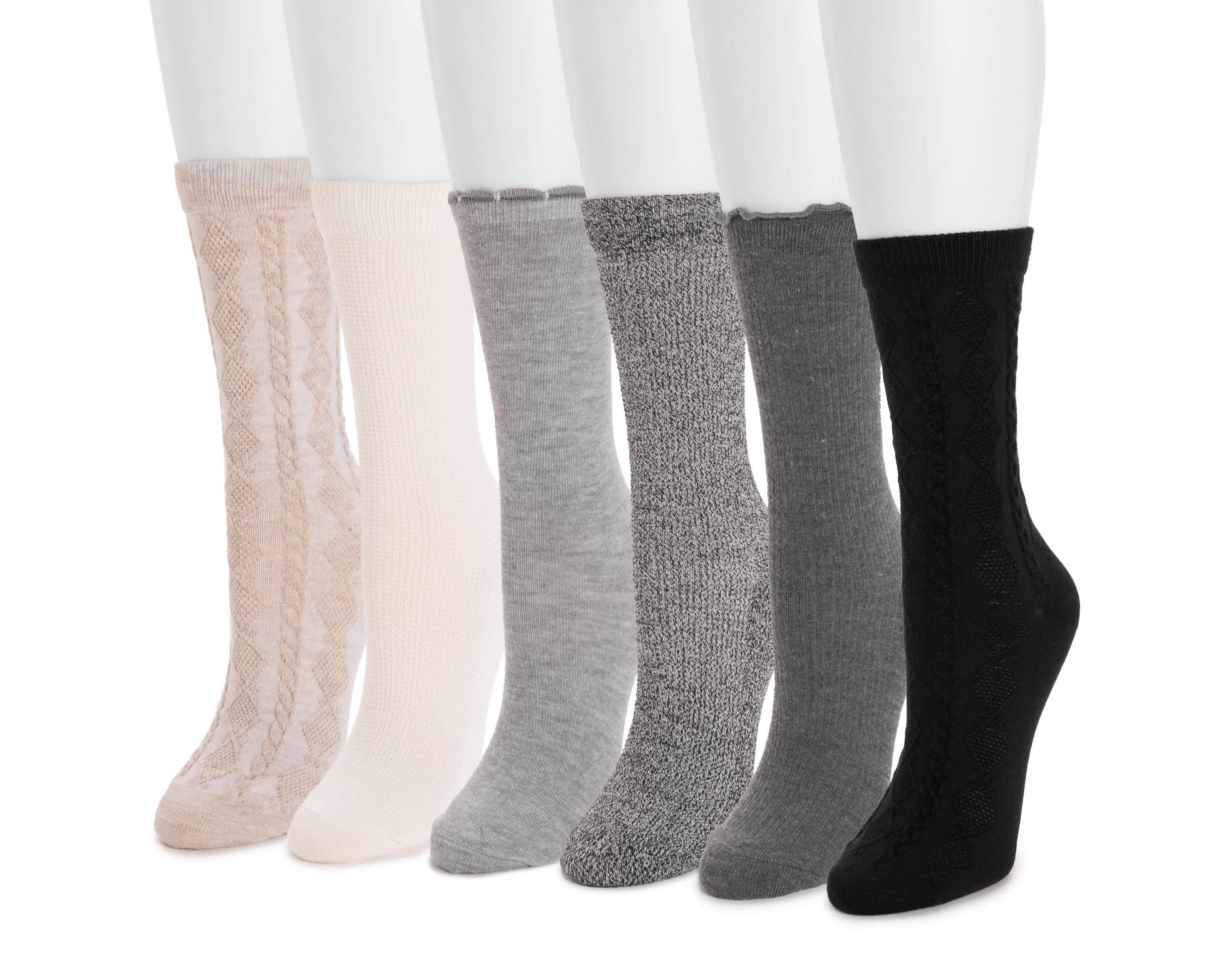 6 Pack Whisper Soft Crew Socks 8 Inch