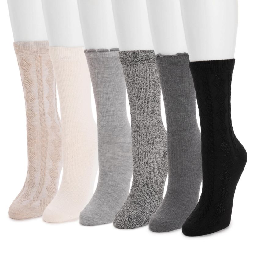 6 Pack Whisper Soft Crew Socks 8 Inch