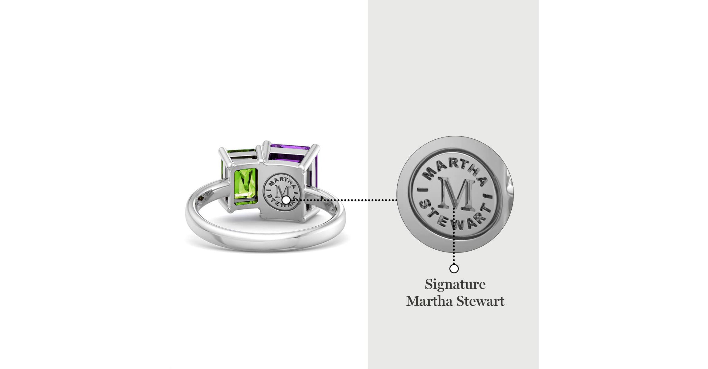 Lab Created Martha Stewart 3 1/4 Carat Peridot and Amethyst Two Stone Ring In Sterling Silver