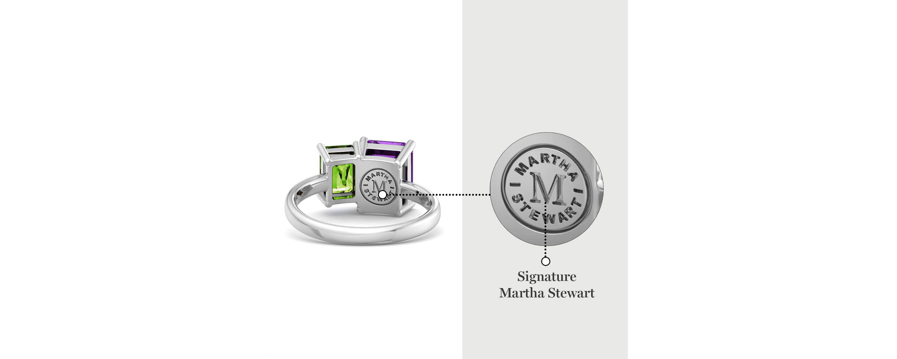 Lab Created Martha Stewart 3 1/4 Carat Peridot and Amethyst Two Stone Ring In Sterling Silver