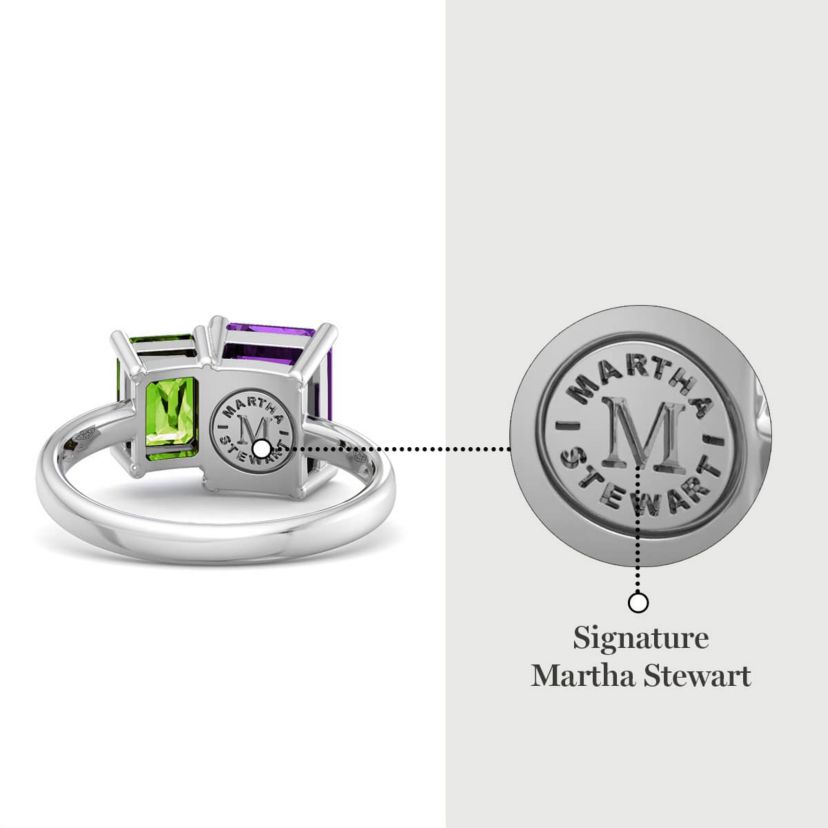 Lab Created Martha Stewart 3 1/4 Carat Peridot and Amethyst Two Stone Ring In Sterling Silver
