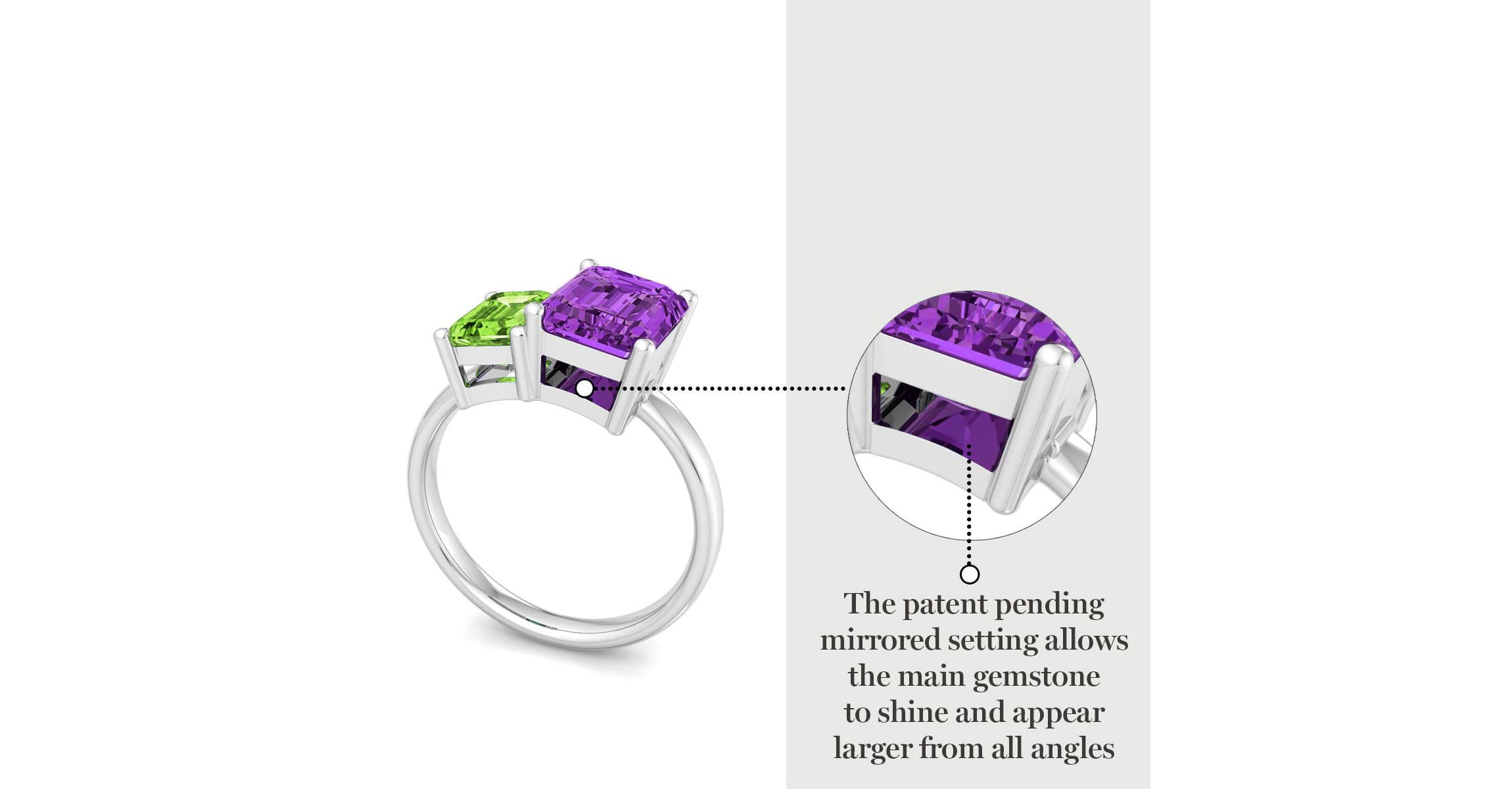 Lab Created Martha Stewart 3 1/4 Carat Peridot and Amethyst Two Stone Ring In Sterling Silver