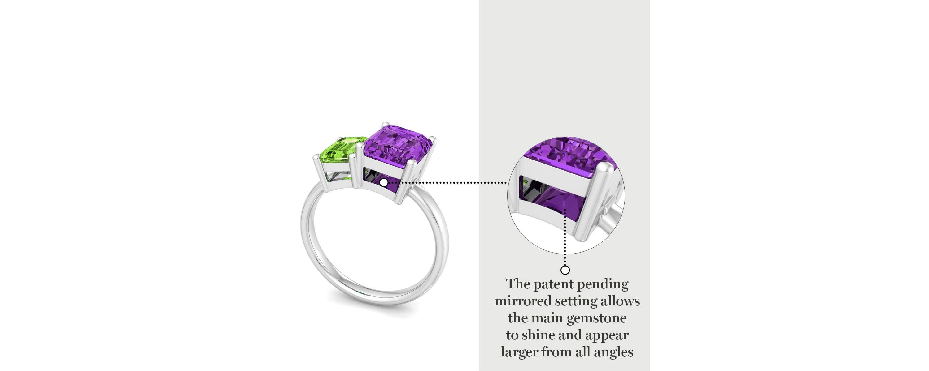 Lab Created Martha Stewart 3 1/4 Carat Peridot and Amethyst Two Stone Ring In Sterling Silver