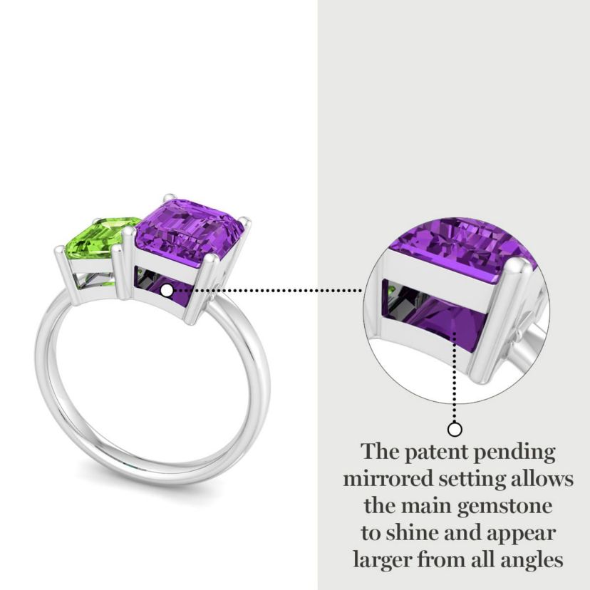 Lab Created Martha Stewart 3 1/4 Carat Peridot and Amethyst Two Stone Ring In Sterling Silver