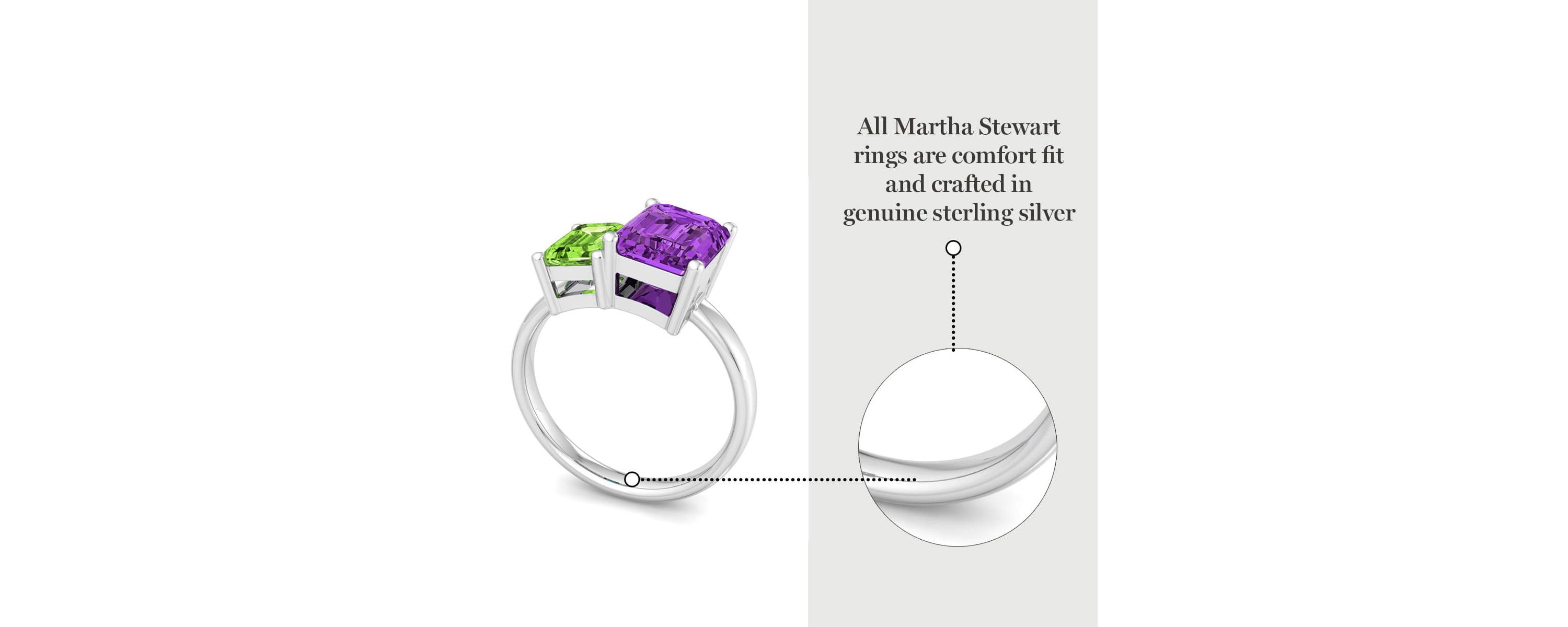 Lab Created Martha Stewart 3 1/4 Carat Peridot and Amethyst Two Stone Ring In Sterling Silver