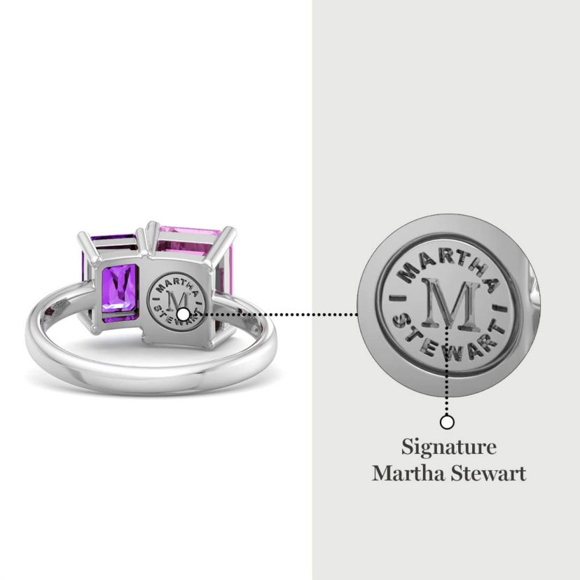 Lab Created Martha Stewart 3 1/4 Carat Amethyst and Pink Sapphire Two Stone Ring In Sterling Silver