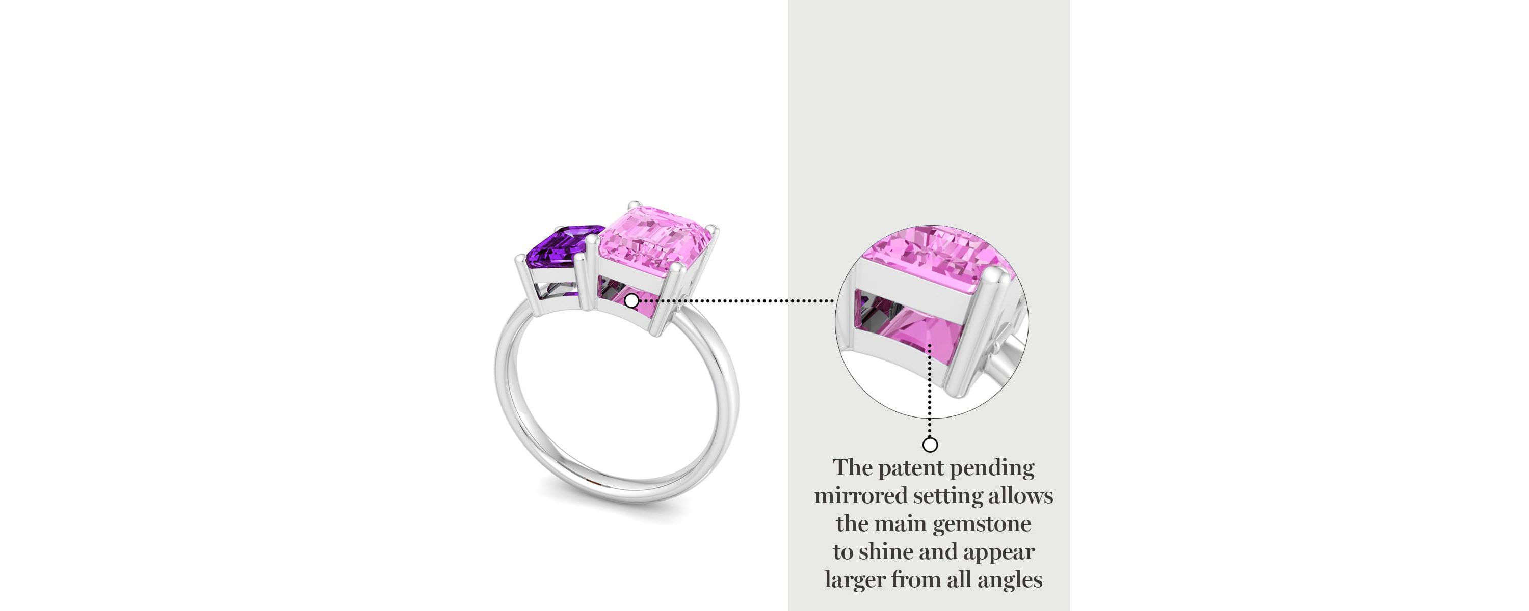 Lab Created Martha Stewart 3 1/4 Carat Amethyst and Pink Sapphire Two Stone Ring In Sterling Silver