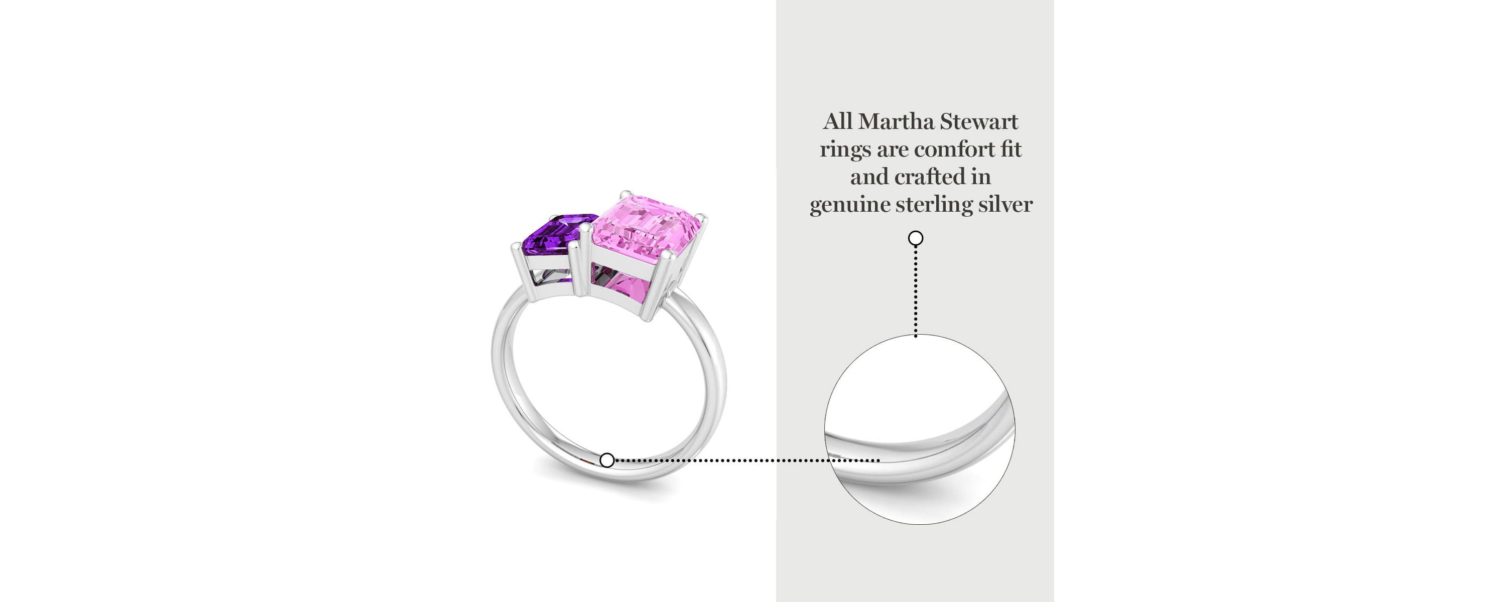Lab Created Martha Stewart 3 1/4 Carat Amethyst and Pink Sapphire Two Stone Ring In Sterling Silver