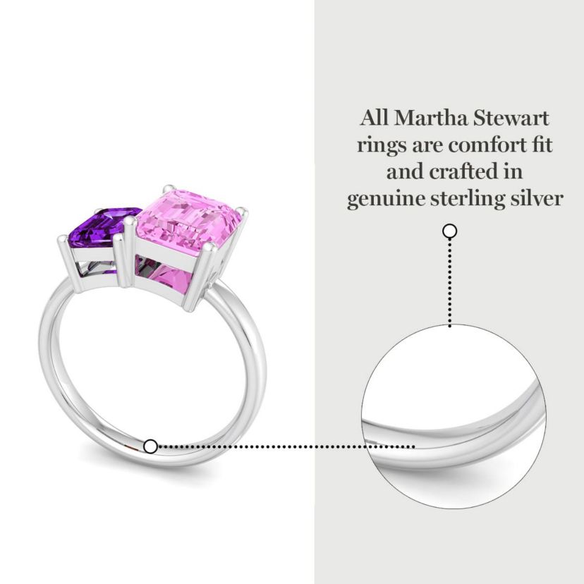 Lab Created Martha Stewart 3 1/4 Carat Amethyst and Pink Sapphire Two Stone Ring In Sterling Silver