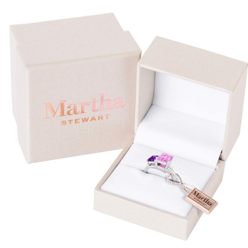 Lab Created Martha Stewart 3 1/4 Carat Amethyst and Pink Sapphire Two Stone Ring In Sterling Silver