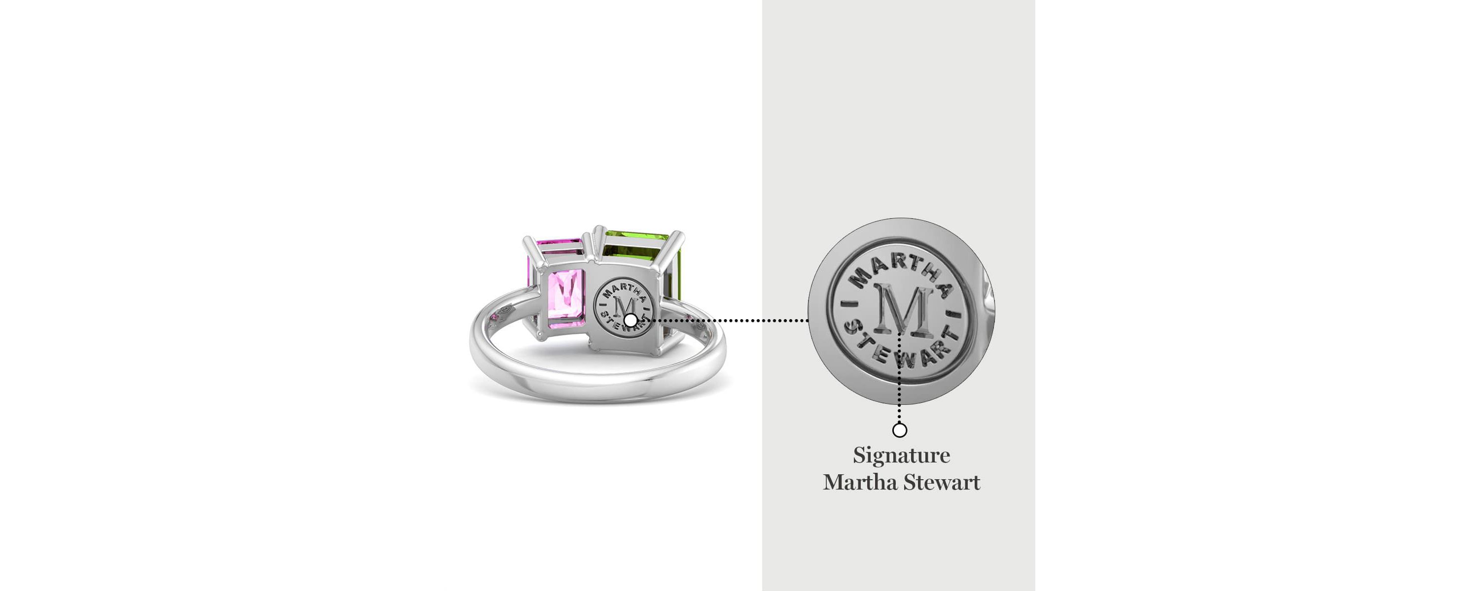 Lab Created Martha Stewart 3 1/4 Carat Pink Sapphire and Peridot Two Stone Ring In Sterling Silver