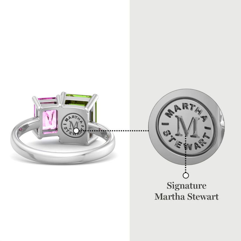 Lab Created Martha Stewart 3 1/4 Carat Pink Sapphire and Peridot Two Stone Ring In Sterling Silver