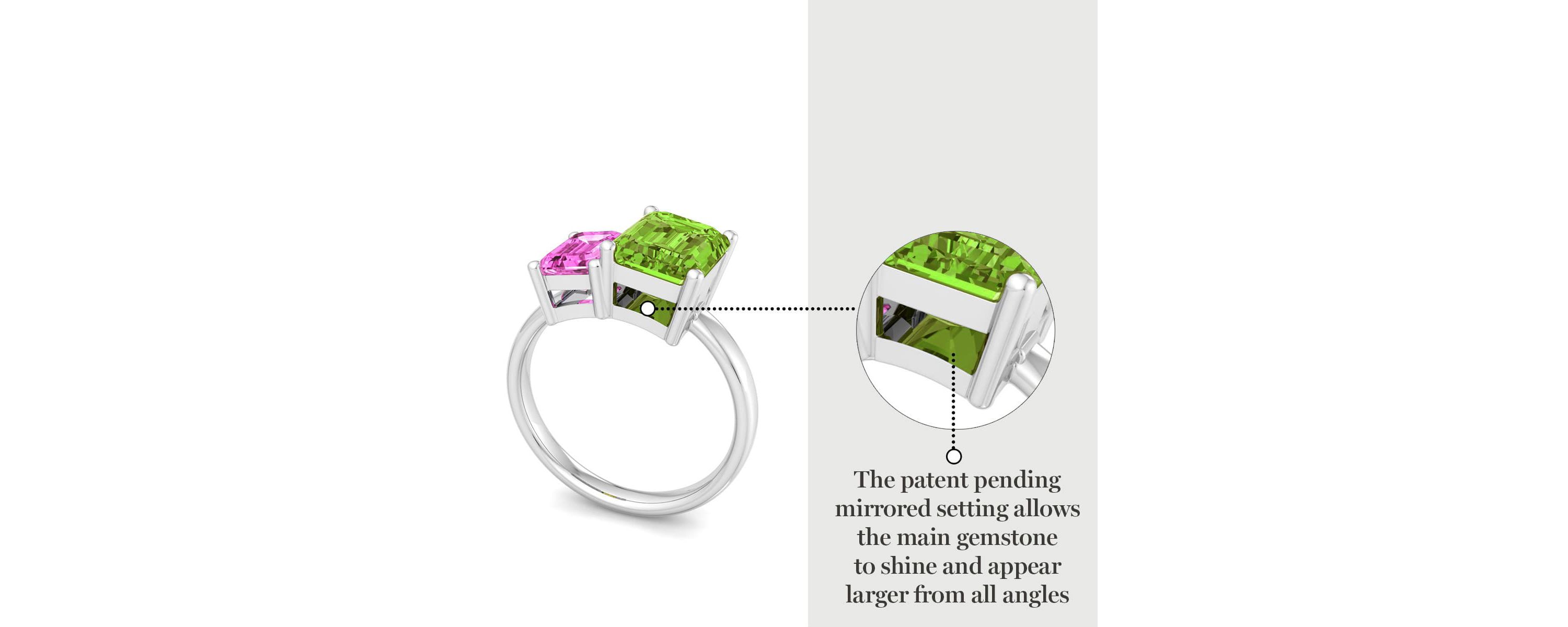 Lab Created Martha Stewart 3 1/4 Carat Pink Sapphire and Peridot Two Stone Ring In Sterling Silver