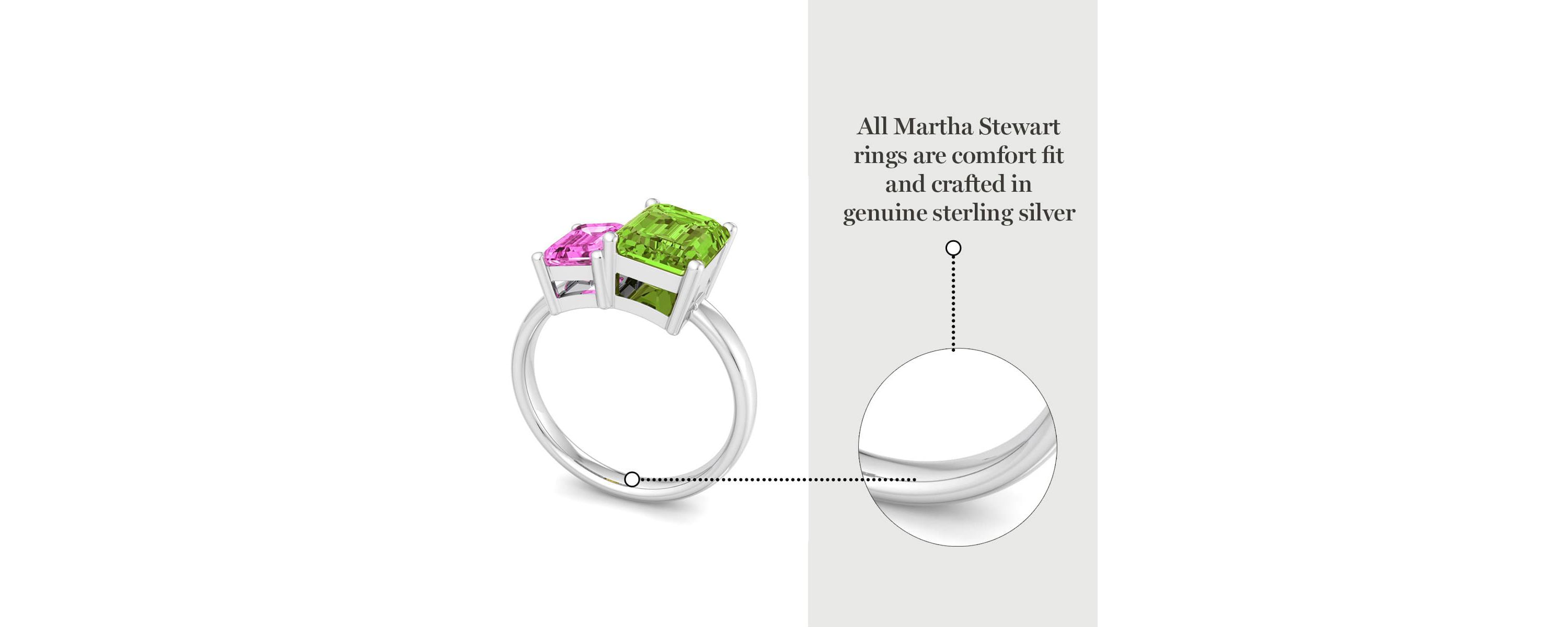 Lab Created Martha Stewart 3 1/4 Carat Pink Sapphire and Peridot Two Stone Ring In Sterling Silver