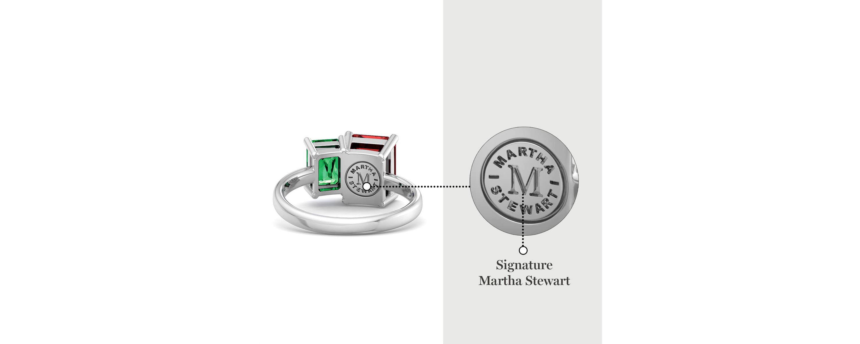Lab Created Martha Stewart 3 1/4 Carat Emerald and Ruby Two Stone Ring In Sterling Silver