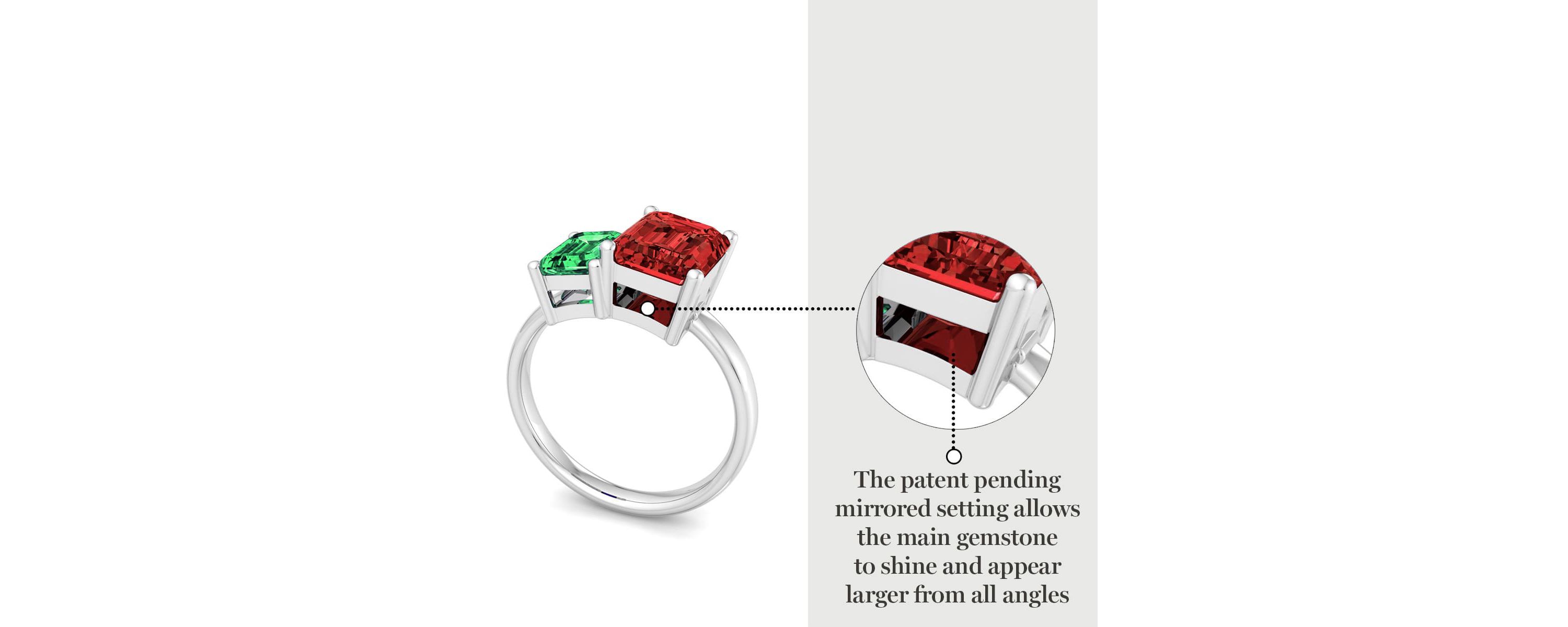Lab Created Martha Stewart 3 1/4 Carat Emerald and Ruby Two Stone Ring In Sterling Silver