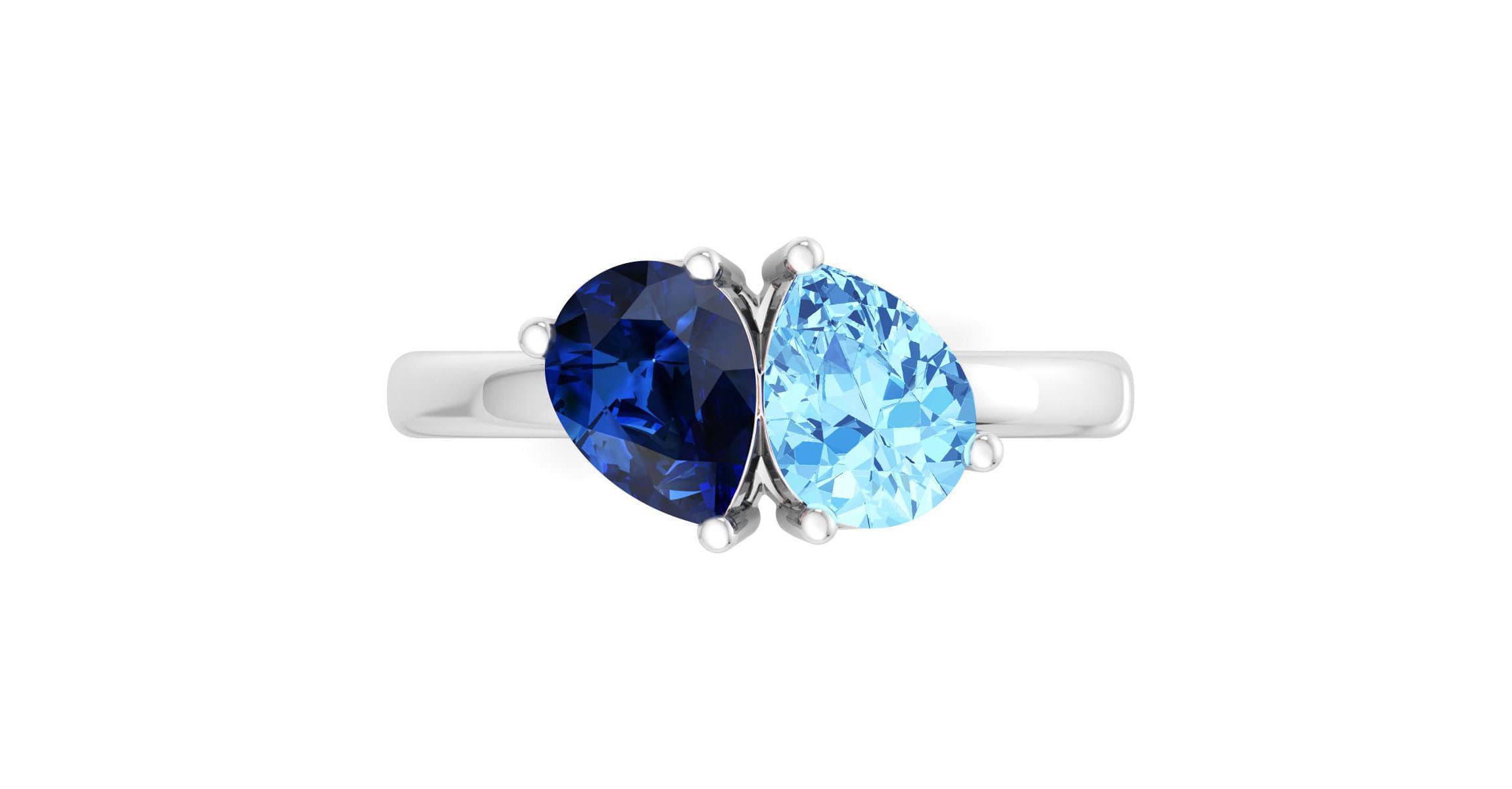Lab Created Martha Stewart 2 Carat Sapphire and Blue Topaz Two Stone Ring In Sterling Silver