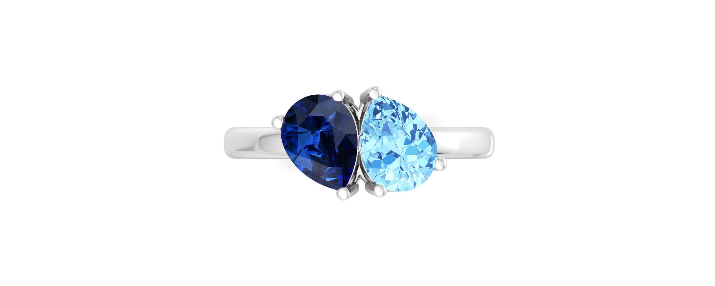 Lab Created Martha Stewart 2 Carat Sapphire and Blue Topaz Two Stone Ring In Sterling Silver