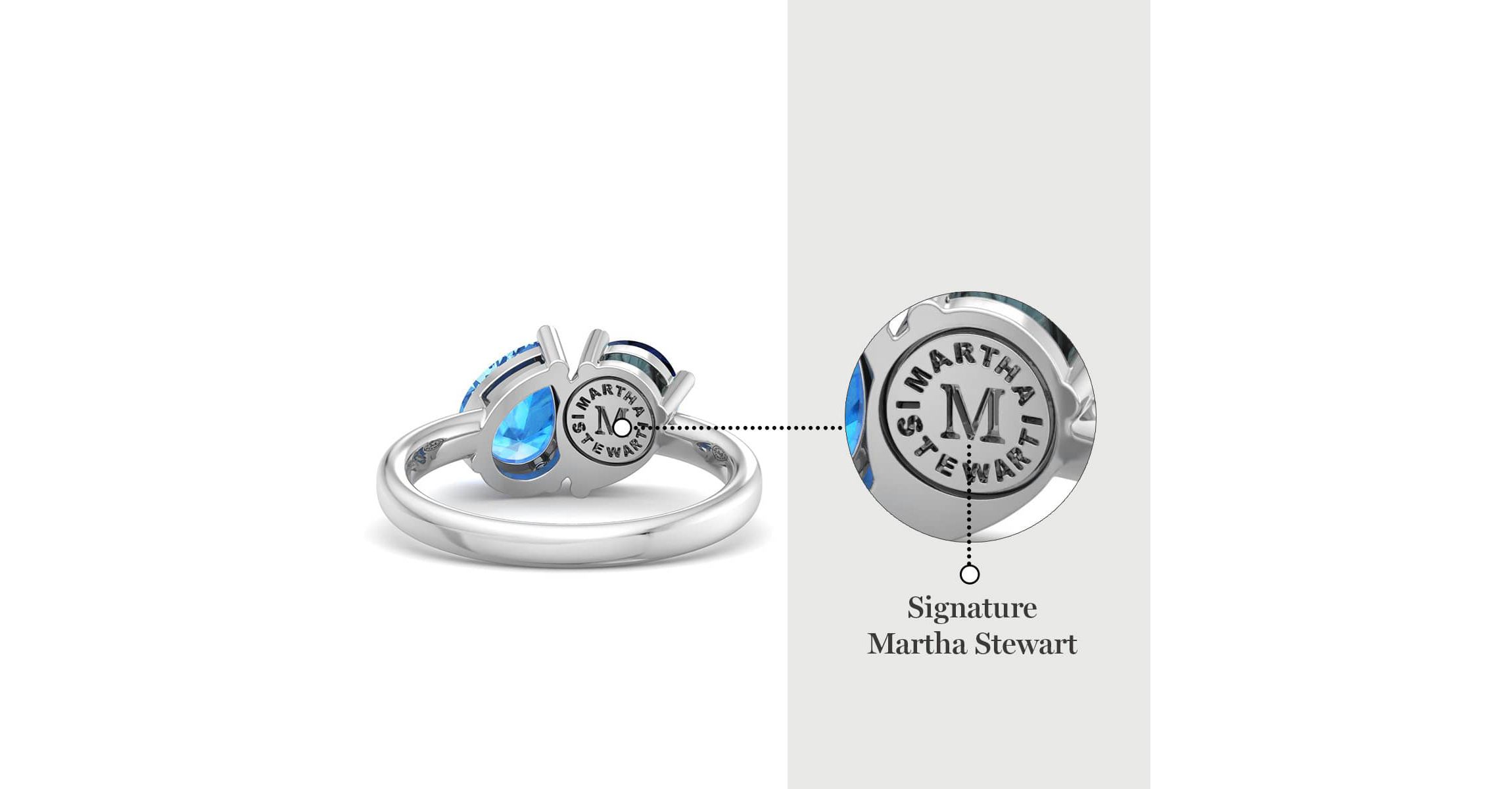 Lab Created Martha Stewart 2 Carat Sapphire and Blue Topaz Two Stone Ring In Sterling Silver