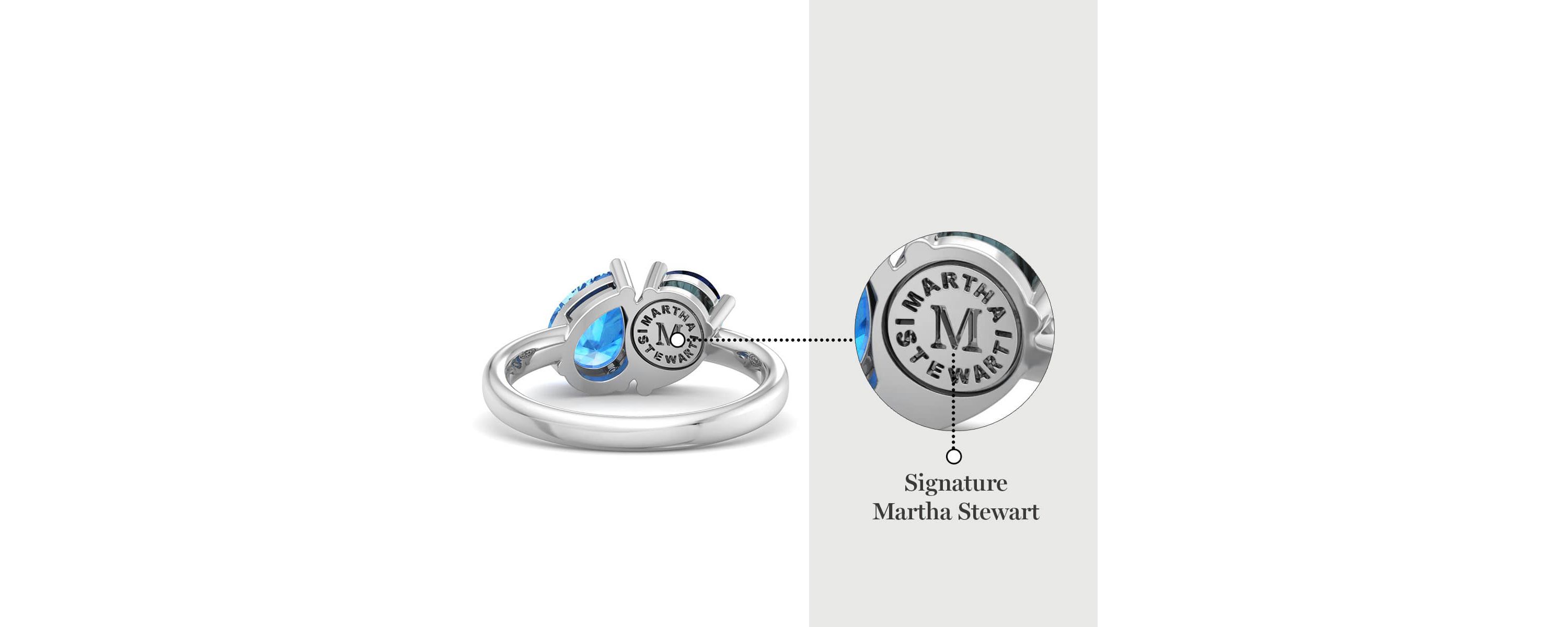 Lab Created Martha Stewart 2 Carat Sapphire and Blue Topaz Two Stone Ring In Sterling Silver