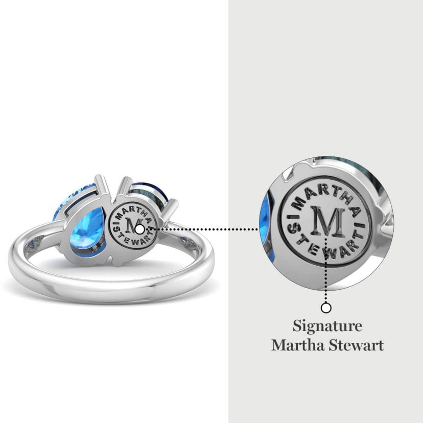 Lab Created Martha Stewart 2 Carat Sapphire and Blue Topaz Two Stone Ring In Sterling Silver