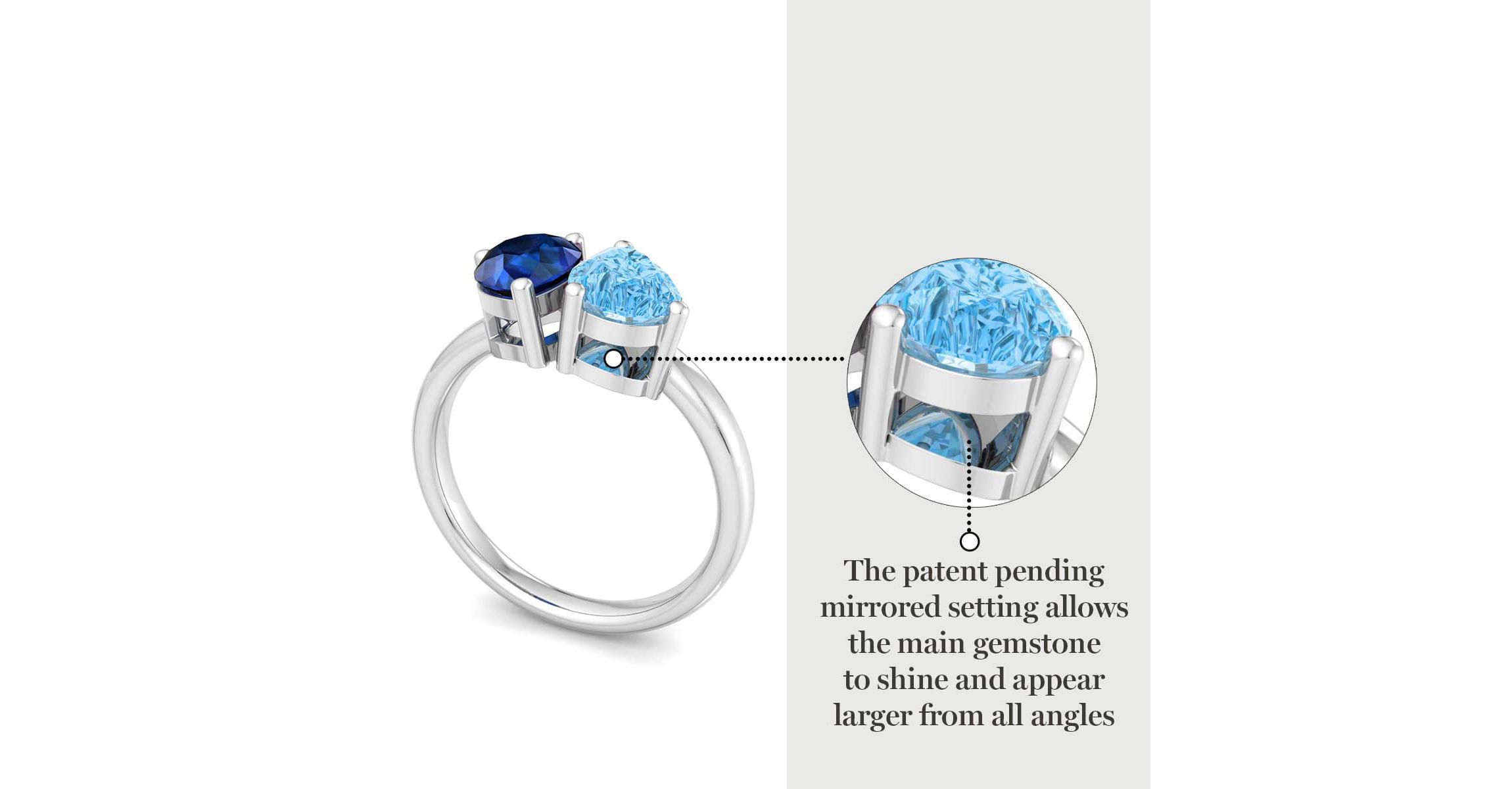 Lab Created Martha Stewart 2 Carat Sapphire and Blue Topaz Two Stone Ring In Sterling Silver