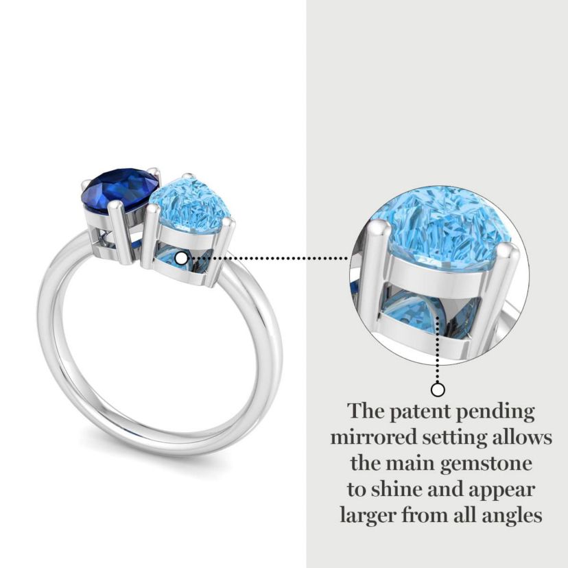 Lab Created Martha Stewart 2 Carat Sapphire and Blue Topaz Two Stone Ring In Sterling Silver