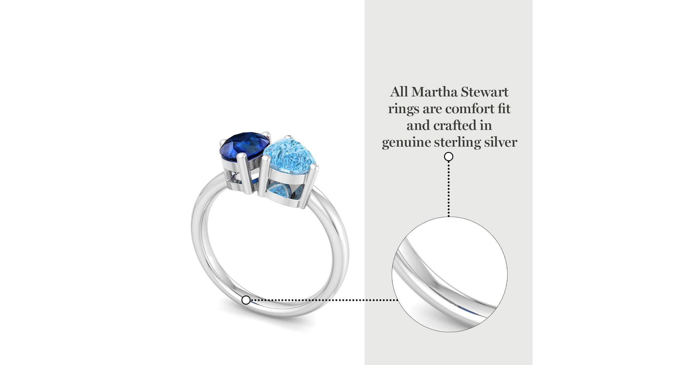 Lab Created Martha Stewart 2 Carat Sapphire and Blue Topaz Two Stone Ring In Sterling Silver