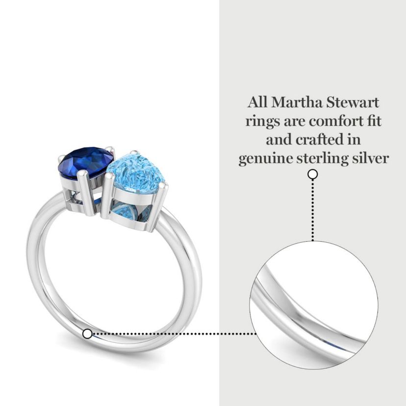 Lab Created Martha Stewart 2 Carat Sapphire and Blue Topaz Two Stone Ring In Sterling Silver