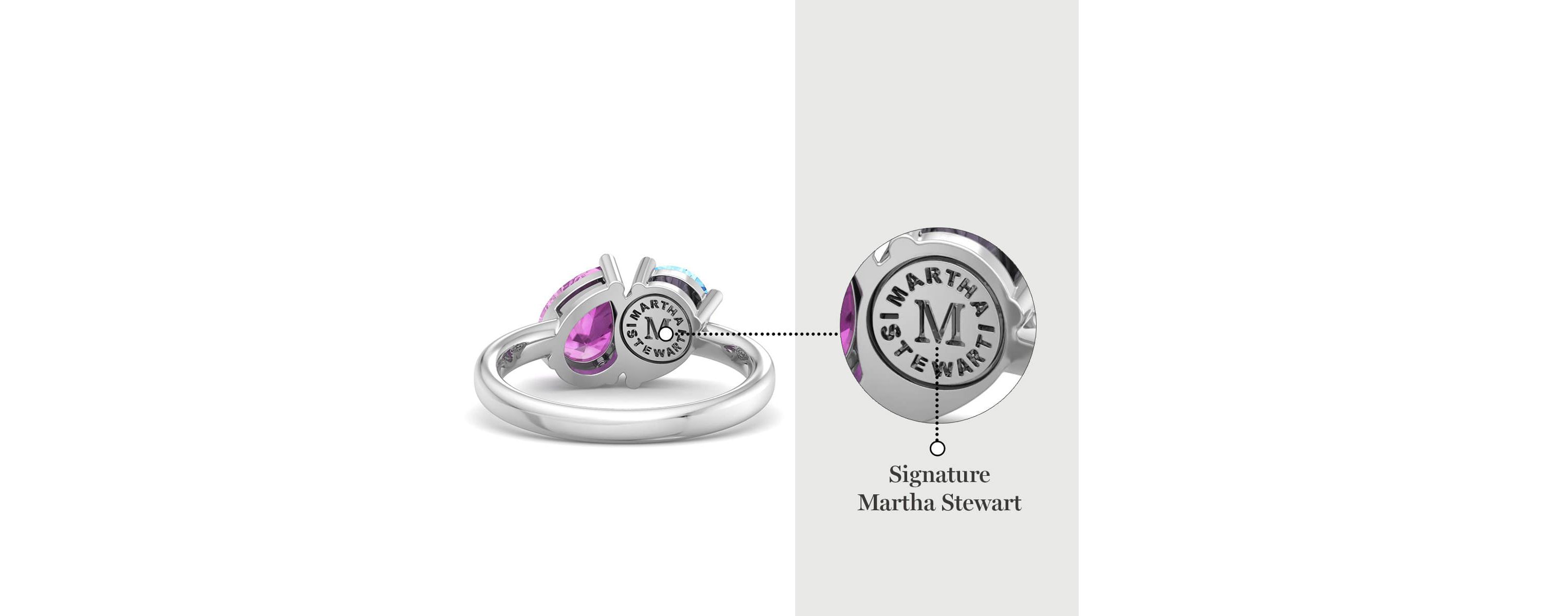 Lab Created Martha Stewart 2 Carat Blue Topaz and Pink Sapphire Two Stone Ring In Sterling Silver
