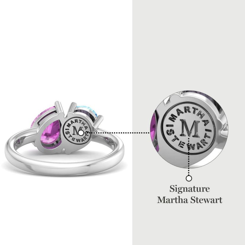 Lab Created Martha Stewart 2 Carat Blue Topaz and Pink Sapphire Two Stone Ring In Sterling Silver