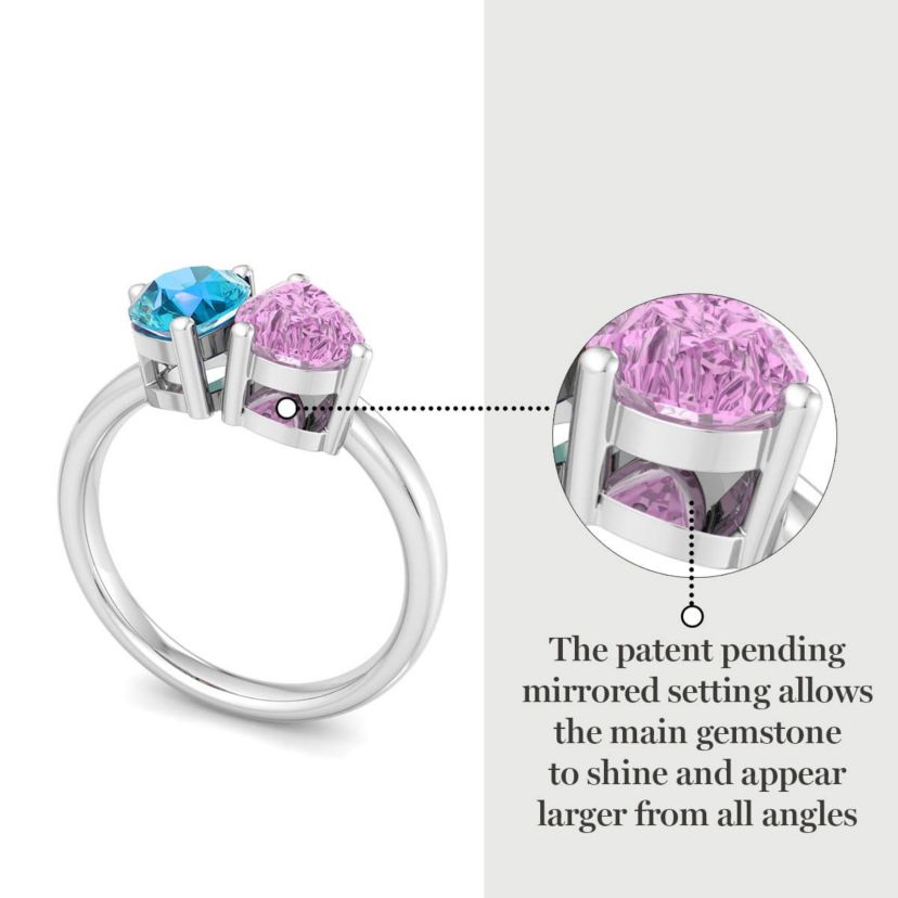 Lab Created Martha Stewart 2 Carat Blue Topaz and Pink Sapphire Two Stone Ring In Sterling Silver